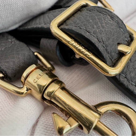 CELINE NANO BELT BAG Grained Calfskin Gray Antique Gold-Tone Metal Crossbody Bag - Picture 13 of 16